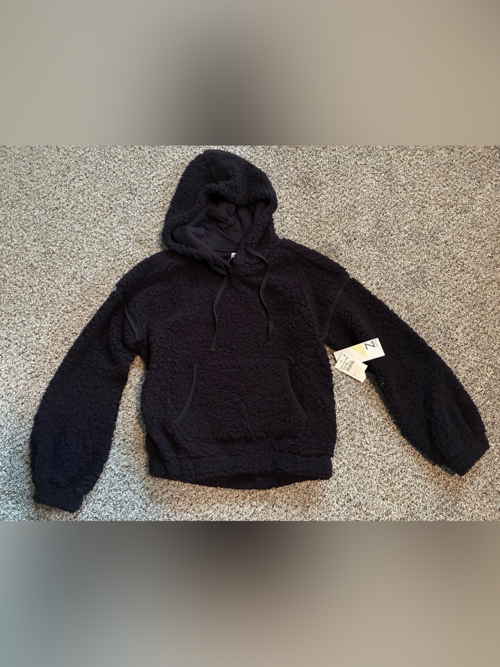 🏈 NWT Zella Black Hooded Sherpa Pullover